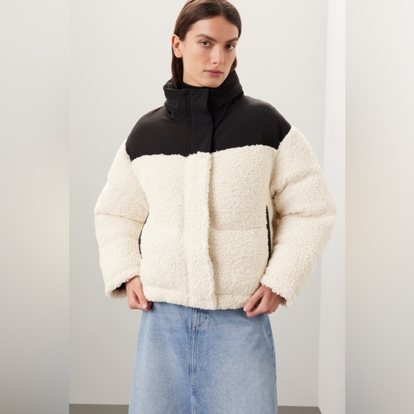 Maje Shearling Puffer Coat Sherpa Jacket - Picture 7 of 7